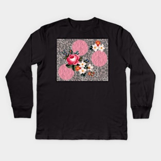 Animal Print Floral Kids Long Sleeve T-Shirt
